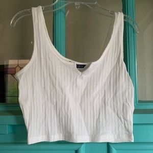 Shein White Ribbed Cropped Tank Top size xs / s